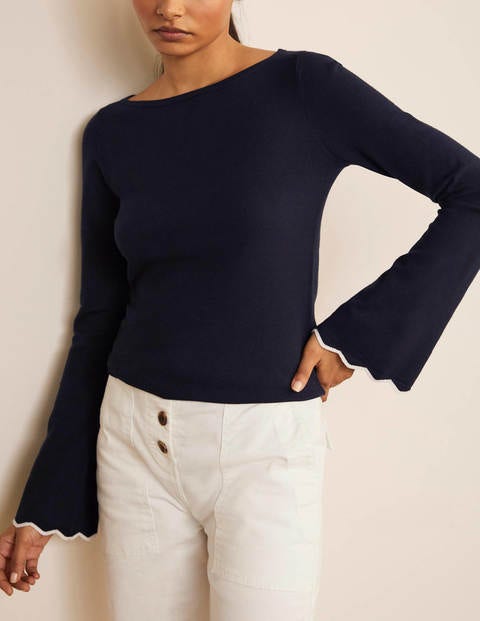 Cawdor Scallop Sweater - Navy Cawdor Scallop Sweater - Navy