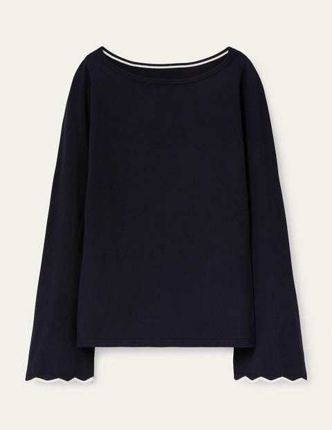 Cawdor Scallop Sweater - Navy Cawdor Scallop Sweater - Navy