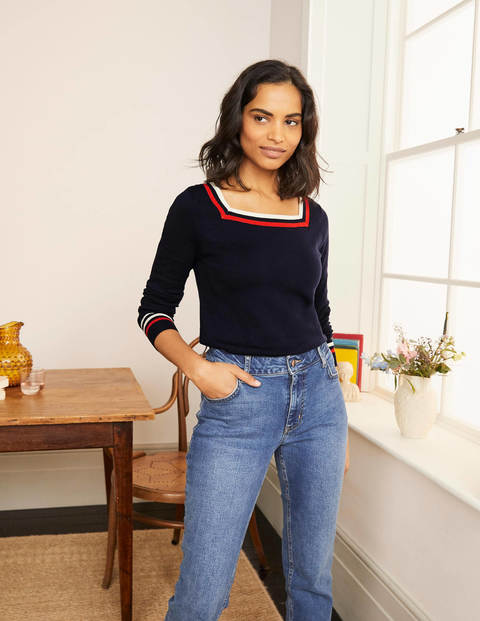 Melville Square Neck Sweater - Navy
