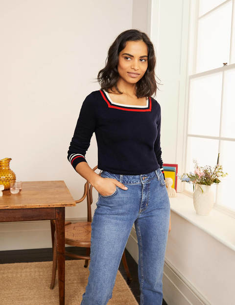Melville Square Neck Sweater - Navy Melville Square Neck Sweater - Navy