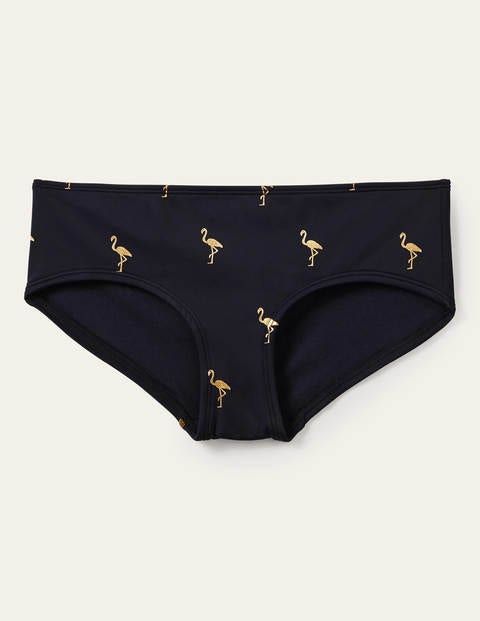 Bikini Shorts - Navy, Flamingo Foil Bikini Shorts - Navy, Flamingo Foil