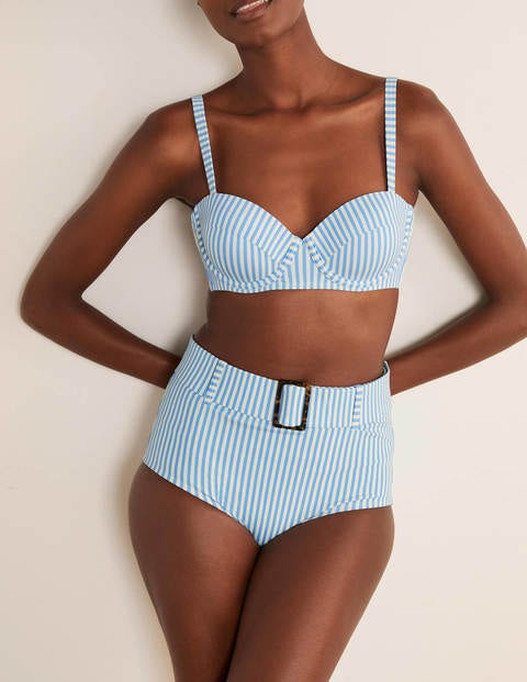 Kythira Belted Bikini Bottoms - Hazy Blue, Stripe