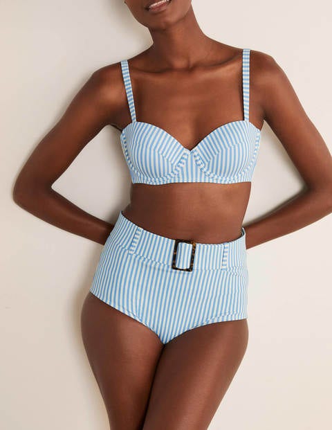 Kythira Belted Bikini Bottoms - Hazy Blue, Stripe Kythira Belted Bikini Bottoms - Hazy Blue, Stripe