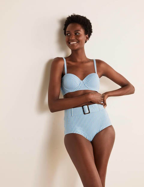Kythira Belted Bikini Bottoms - Hazy Blue, Stripe Kythira Belted Bikini Bottoms - Hazy Blue, Stripe