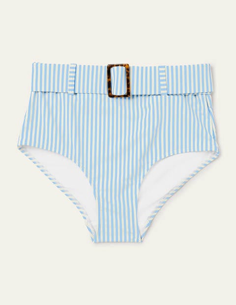 Kythira Belted Bikini Bottoms - Hazy Blue, Stripe Kythira Belted Bikini Bottoms - Hazy Blue, Stripe