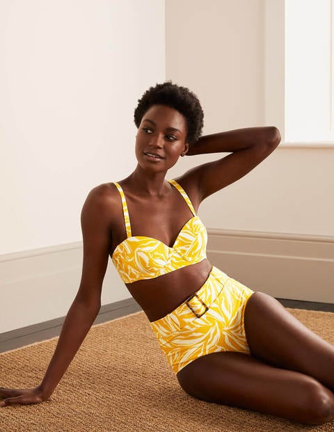 Kythira Belted Bikini Bottoms - Chartreuse, Painted Foliage Kythira Belted Bikini Bottoms - Chartreuse, Painted Foliage