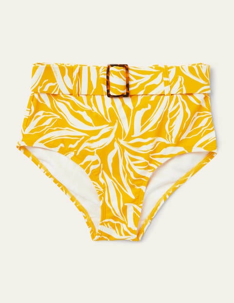 Kythira Belted Bikini Bottoms - Chartreuse, Painted Foliage Kythira Belted Bikini Bottoms - Chartreuse, Painted Foliage