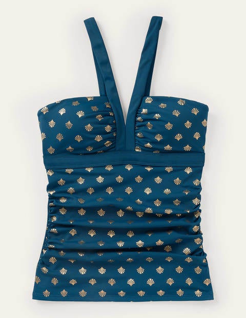 Corsica Tankini Top - Rich Teal and Gold, Coral Tile Corsica Tankini Top - Rich Teal and Gold, Coral Tile