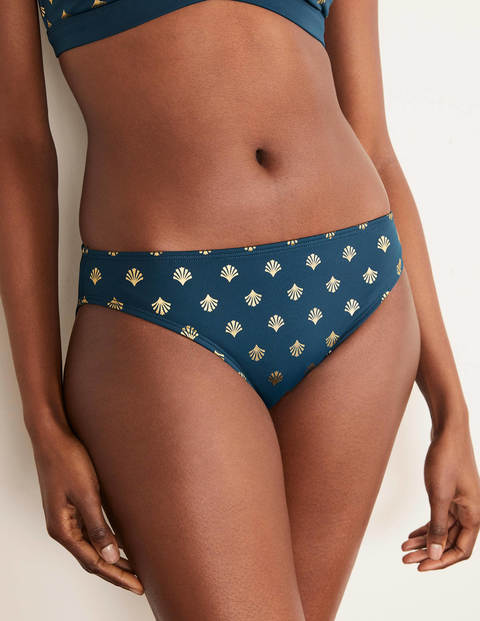 Amalfi Bikini Bottoms - Rich Teal and Gold, Coral Tile Amalfi Bikini Bottoms - Rich Teal and Gold, Coral Tile