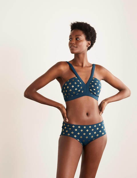 Bikini Shorts - Rich Teal and Gold, Coral Tile Bikini Shorts - Rich Teal and Gold, Coral Tile