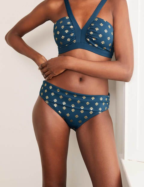 Amalfi Fold Over Bottoms - Rich Teal and Gold, Coral Tile Amalfi Fold Over Bottoms - Rich Teal and Gold, Coral Tile