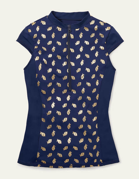Tilos Short Sleeve Rash Guard - French Navy, Citrus Fruit Tilos Short Sleeve Rash Guard - French Navy, Citrus Fruit