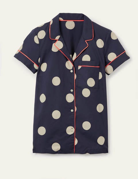 Phoebe PJ Shirt - French Navy, Regular Dot