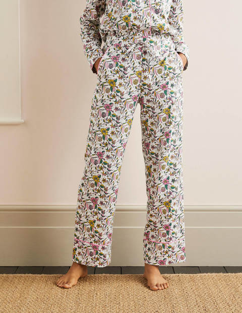 Janie Pajama Bottoms - Ivory, Beautiful Garden Janie Pajama Bottoms - Ivory, Beautiful Garden