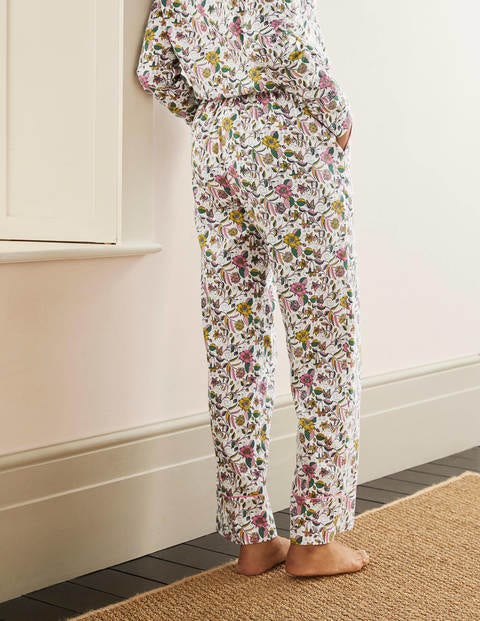 Janie Pajama Bottoms - Ivory, Beautiful Garden Janie Pajama Bottoms - Ivory, Beautiful Garden