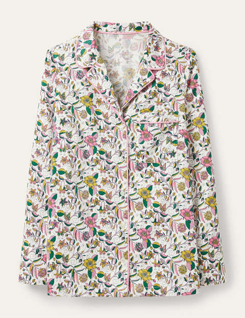 Janie Pajama Shirt - Ivory, Beautiful Garden Janie Pajama Shirt - Ivory, Beautiful Garden