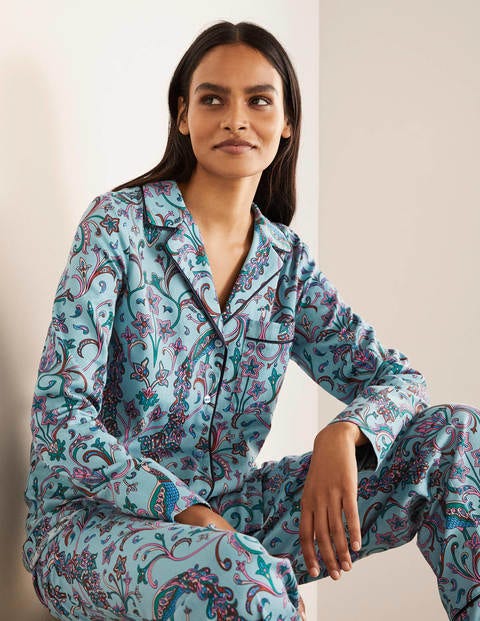 Long Sleeve Pyjama Shirt - Frost, Fanciful Peacock