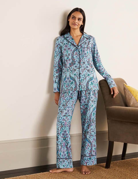 Janie Pajama Shirt - Frost, Fanciful Peacock Janie Pajama Shirt - Frost, Fanciful Peacock