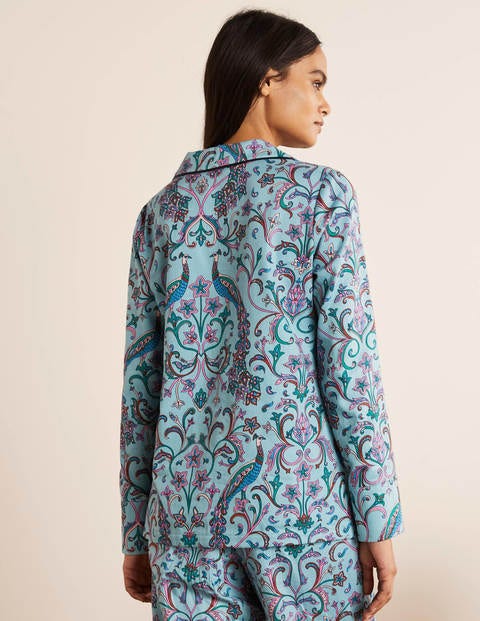 Janie Pajama Shirt - Frost, Fanciful Peacock Janie Pajama Shirt - Frost, Fanciful Peacock