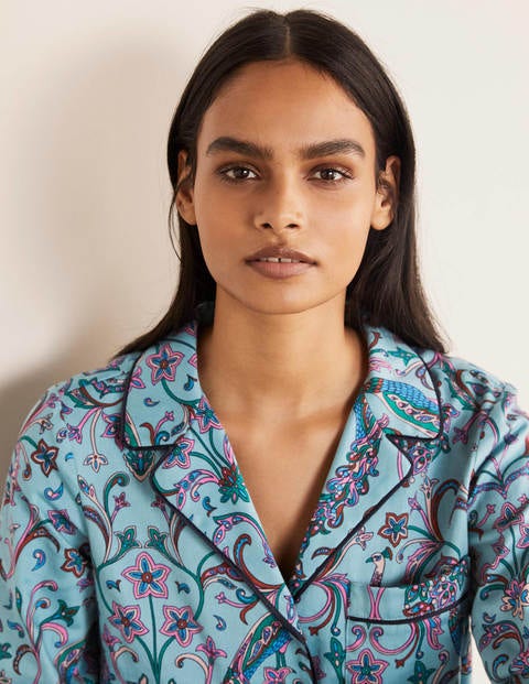Janie Pajama Shirt - Frost, Fanciful Peacock Janie Pajama Shirt - Frost, Fanciful Peacock