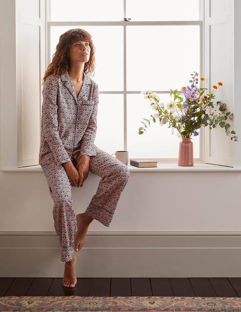 Janie Pajama Shirt - Milkshake, Fanciful Geo Janie Pajama Shirt - Milkshake, Fanciful Geo