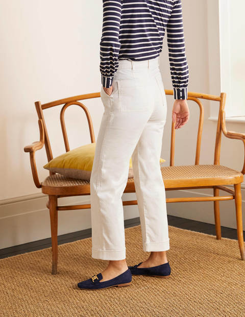Cropped Turn-Up Jeans - Ecru Cropped Turn-Up Jeans - Ecru