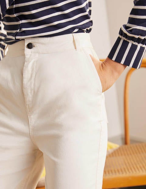 Cropped Turn-Up Jeans - Ecru Cropped Turn-Up Jeans - Ecru