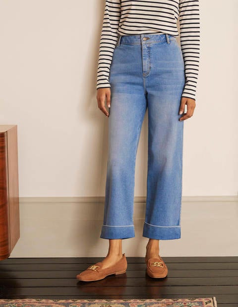 7/8-Jeans mit Aufschlag - Helles Vintageblau 7/8-Jeans mit Aufschlag - Helles Vintageblau