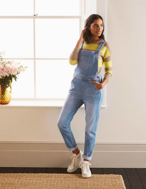 Girlfriend-Latzhose - Mittleres Vintageblau Girlfriend-Latzhose - Mittleres Vintageblau