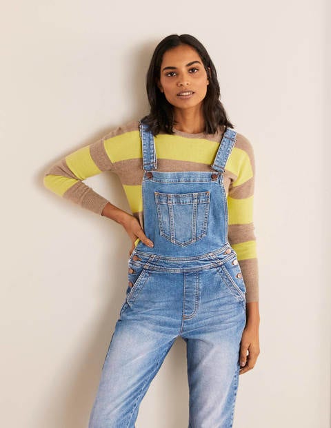 Girlfriend-Latzhose - Mittleres Vintageblau Girlfriend-Latzhose - Mittleres Vintageblau