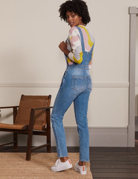 Girlfriend-Latzhose - Mittleres Vintageblau Girlfriend-Latzhose - Mittleres Vintageblau