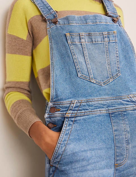 Girlfriend-Latzhose - Mittleres Vintageblau Girlfriend-Latzhose - Mittleres Vintageblau