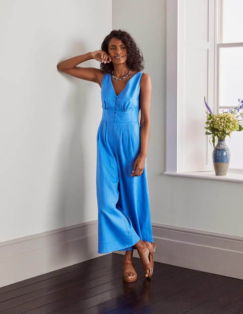 Jemima Linen Jumpsuit - Marina Blue Jemima Linen Jumpsuit - Marina Blue