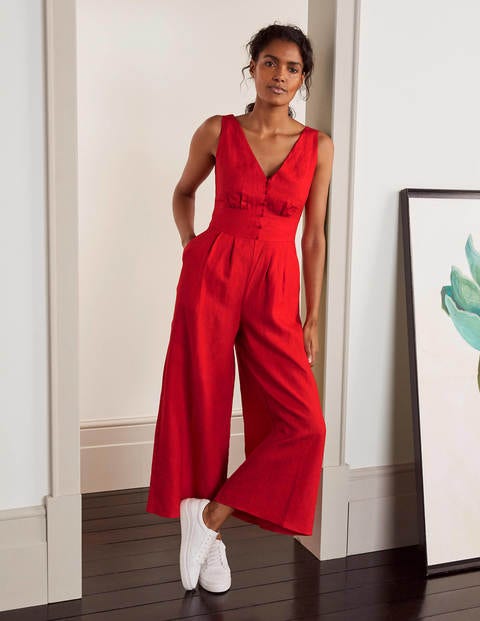 Jemima Linen Jumpsuit - Cherry Red Jemima Linen Jumpsuit - Cherry Red
