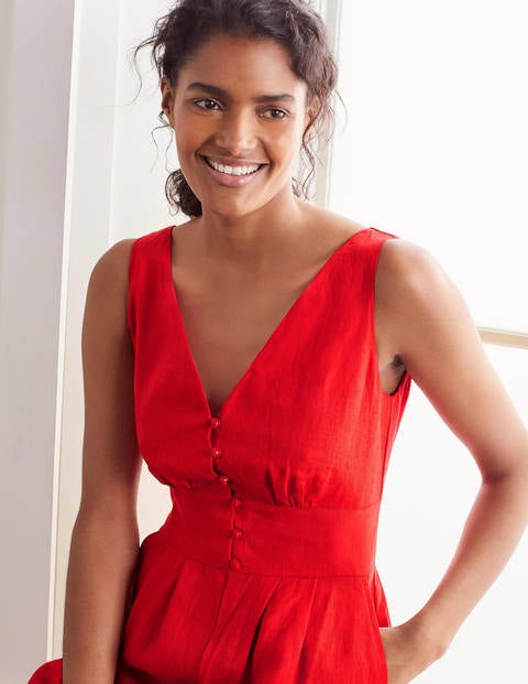 Jemima Linen Jumpsuit - Cherry Red Jemima Linen Jumpsuit - Cherry Red