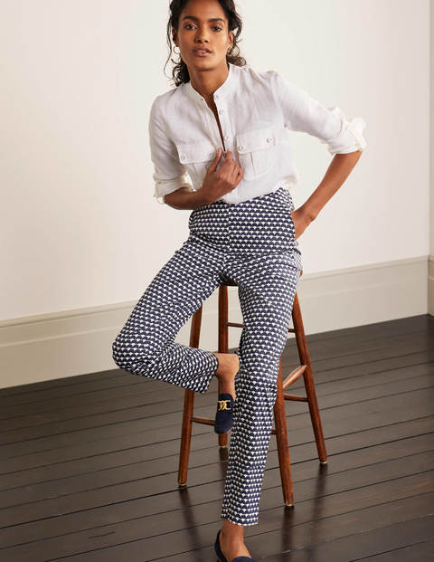 Pull On Trousers - Navy, Scallop Row