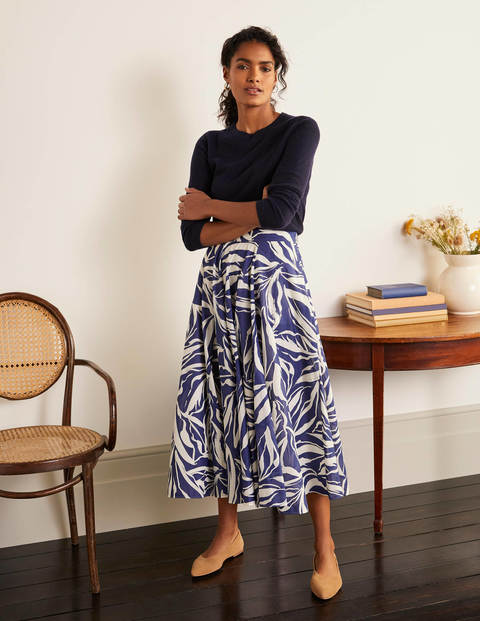 Corinne Full Skirt - Mariner Blue, Painted Foliage Corinne Full Skirt - Mariner Blue, Painted Foliage