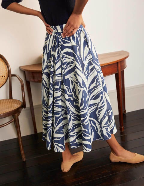 Corinne Full Skirt - Mariner Blue, Painted Foliage | Boden US