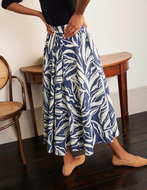 Corinne Full Skirt - Mariner Blue, Painted Foliage Corinne Full Skirt - Mariner Blue, Painted Foliage