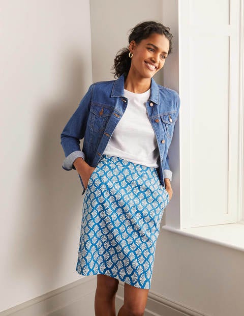 Danby Pull On Mini Skirt - Moroccan Blue, Coral Tile Danby Pull On Mini Skirt - Moroccan Blue, Coral Tile