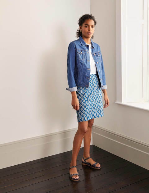 Danby Pull On Mini Skirt - Moroccan Blue, Coral Tile Danby Pull On Mini Skirt - Moroccan Blue, Coral Tile