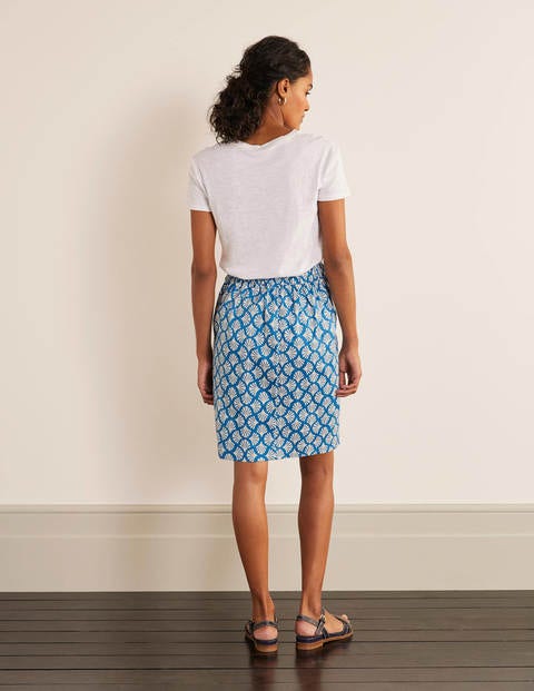 Danby Pull On Mini Skirt - Moroccan Blue, Coral Tile Danby Pull On Mini Skirt - Moroccan Blue, Coral Tile