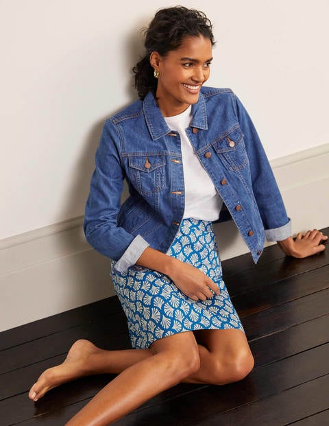 Danby Pull On Mini Skirt - Moroccan Blue, Coral Tile Danby Pull On Mini Skirt - Moroccan Blue, Coral Tile