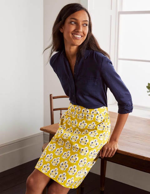 Danby Pull On Mini Skirt - Chartreuse, Carnation Stamp Danby Pull On Mini Skirt - Chartreuse, Carnation Stamp