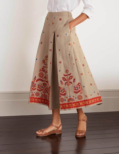 Cora Embroidered Linen Skirt - Linen Cora Embroidered Linen Skirt - Linen