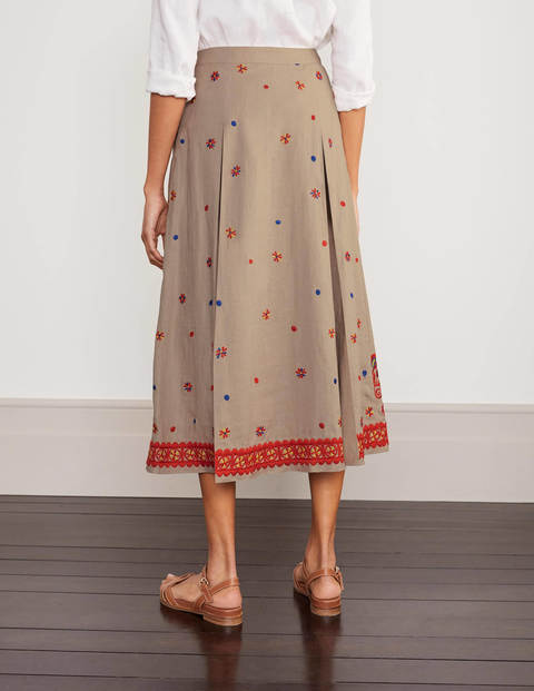 Cora Embroidered Linen Skirt - Linen Cora Embroidered Linen Skirt - Linen