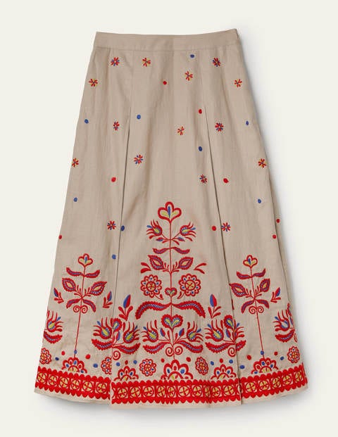 Cora Embroidered Linen Skirt - Linen Cora Embroidered Linen Skirt - Linen