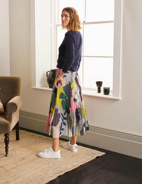 Louisa Pleated Midi Skirt - Grey Squirrel, Pressed Bloom Louisa Pleated Midi Skirt - Grey Squirrel, Pressed Bloom