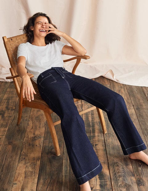 Patch Pocket Wide Leg Jeans - Indigo Patch Pocket Wide Leg Jeans - Indigo