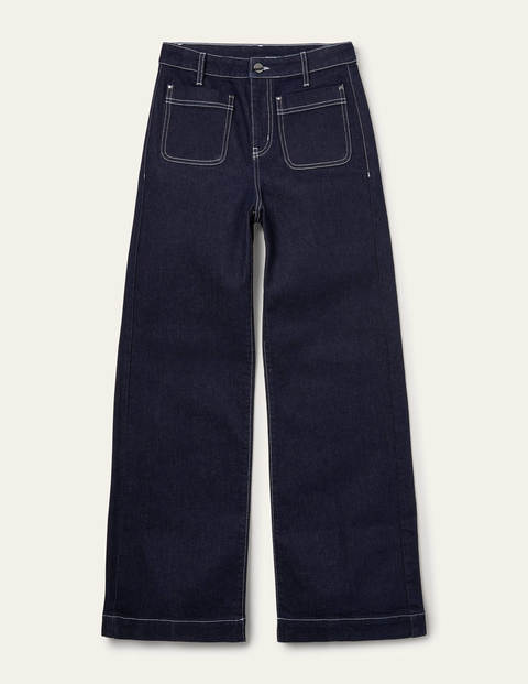 Patch Pocket Wide Leg Jeans - Indigo Patch Pocket Wide Leg Jeans - Indigo